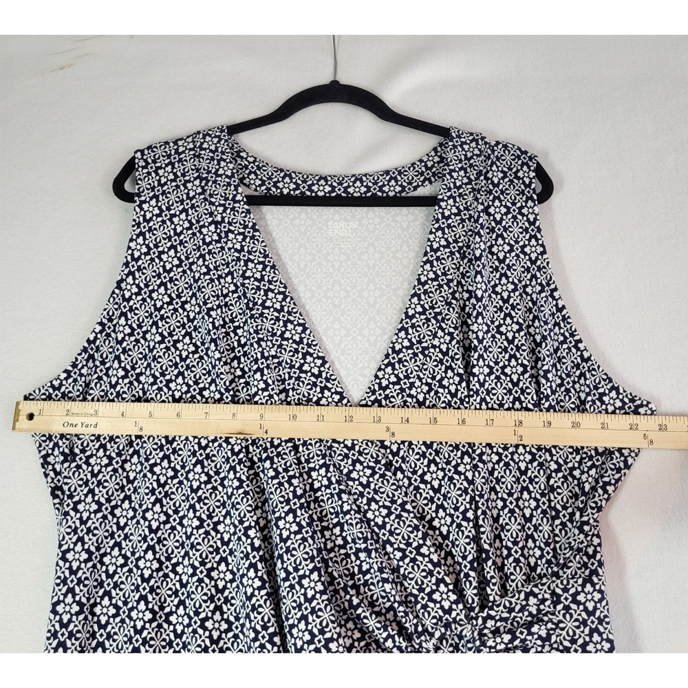 Lands' End Womens 2X Navy White Floral Faux Wrap Maxi Dress Tencel Modal NWT‎ - Picture 14 of 16